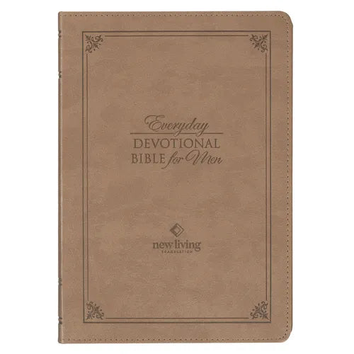 NLT Holy Bible Everyday Devotional Bible for Men New Living Translation, Vegan Leather, Tan Debossed