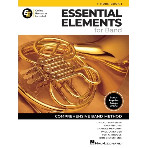 Essential Elements for Band F Horn Book 1 with Eei Online Resources French Horn Method Songbook and Sheet Music for School Band Students and Teachers