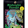 Creative Haven Midnight Forest Coloring Book: Animal Designs on a Dramatic Black Background