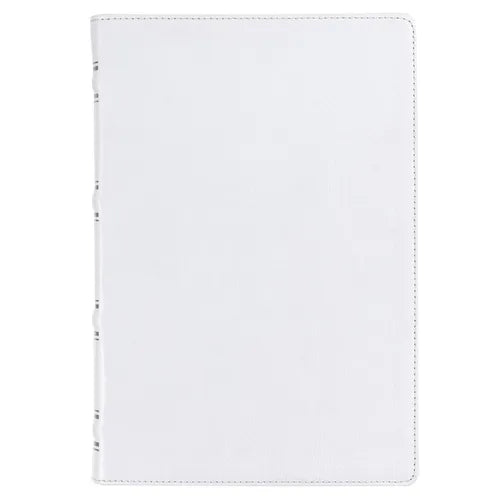 KJV Holy Bible, Giant Print Full-Size Premium Full Grain Leather Red Letter Edition - Thumb Index & Ribbon Marker, King James Version, White