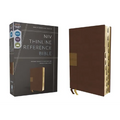 Niv, Thinline Reference Bible (Deep Study at a Portable Size), Leathersoft, Brown, Red Letter, Thumb Indexed, Comfort Print