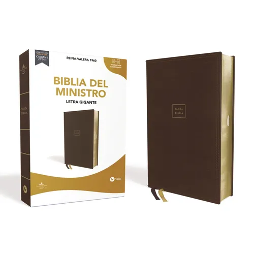 Rvr60, Biblia del Ministro, Letra Gigante, Leathersoft, Café, Palabras de Jesús En Rojo, Comfort Print