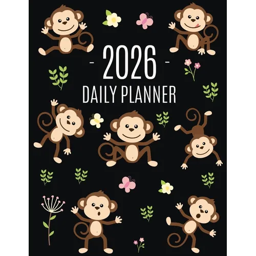 Monkey Planner 2026: Cute Year Organizer with Adorable Apes For an Easy Overview of All Your Appointments! Jungle Animal Scheduler: January-December (