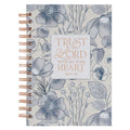 Christian Art Gifts Inspirational Journal, Trust in the Lord Wide Ruled Notebook, Proverbs 3:5 Bible Verse, Blue Floral, 192 Lined Pages W/Scripture,