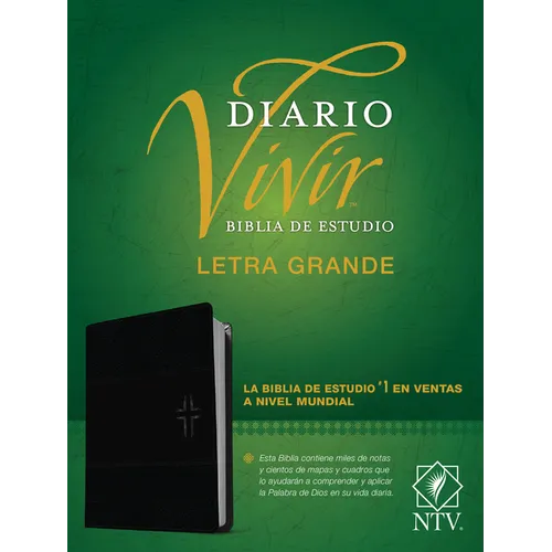 Biblia de Estudio del Diario Vivir Ntv, Letra Grande (Sentipiel, Negro/Ónice, Letra Roja)