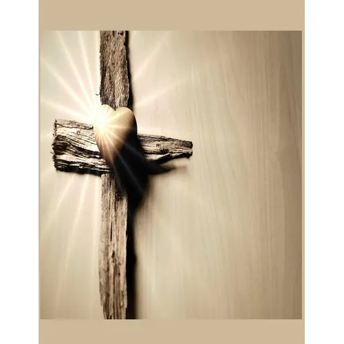 Heart and the Cross Christian Inspirational Notebook: 100 Pages 8.5" X 11" Wide Ruled Line Paper