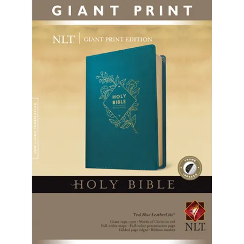 Holy Bible, Giant Print NLT (Red Letter, Leatherlike, Teal Blue, Indexed)