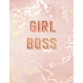 Girl Boss: Inspirational Quote Notebook, Pink Marble and Rose Gold Inlay - 8.5 x 11, 120 Wide Ruled Pages