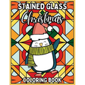 Stained Glass Christmas Coloring Book: Relaxing Coloring Pages of Christmas Symbols, Winter Scenes, Landscapes and more for Adults and Children