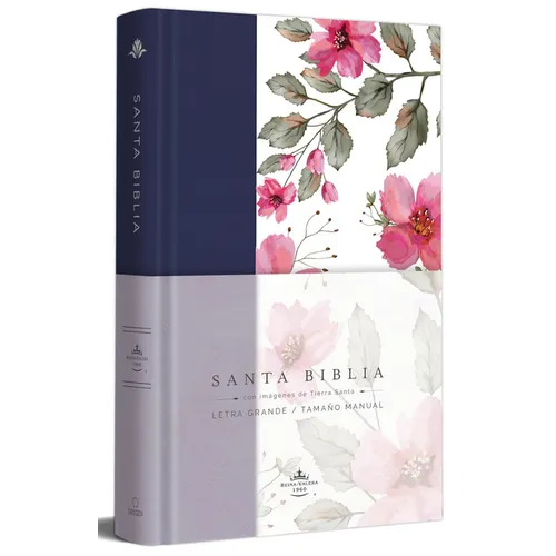 Biblia Rvr 1960 Letra Grande. Tapa Dura Tela Azul Púrpura Con Flores Tamaño Manual / Bible Rvr 1960 Handy Size Hardcover Cloth with Purple Blue Flower