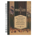 Christian Art Gifts Inspirational Journal, Man of God Wide Ruled Notebook, 1 Tim. 6:11 Bible Verse, Brown, 192 Lined Pages W/Scripture, (8.4" X 6.4" X
