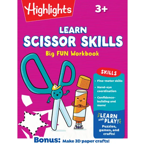Learn Scissor Skills Big Fun Workbook: Practice Scissor Skills, Cutting and Pasting, Shapes and More, Preschool Cutting Activity Book with Puzzles and