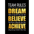 Team Rules - Dream - Believe - Achieve: Motivational Company Gifts for Employees - Coworkers - Office Staff Members Inspirational Teamwork Gift
