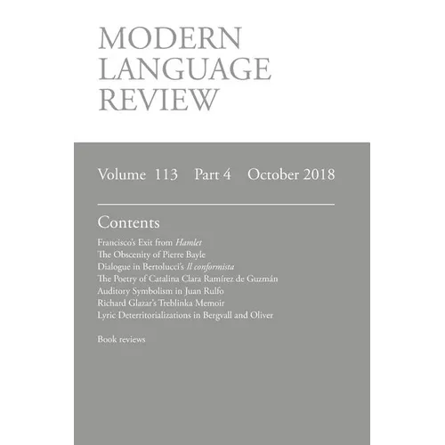 Modern Language Review (113: 4) October 2018