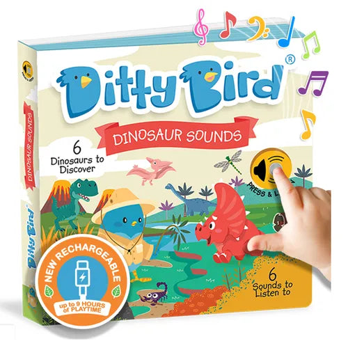 Ditty Bird Interactive Dinosaur Sound Book for Toddlers 1- 3 Early Learning Book about T-Rex Gifts for Little Dino Lovers