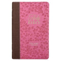 KJV Holy Bible, Giant Print Standard Size Faux Leather Red Letter Edition - Thumb Index & Ribbon Marker, King James Version, Brown/Pink Berry