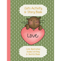 Cats Activity & Story Book: Kitty Peach Heart on Green - Cute Illustrated Guided Writing & Sketch Book 8.5 x 11 - 100 pages To Draw & Write - Gloss Pa