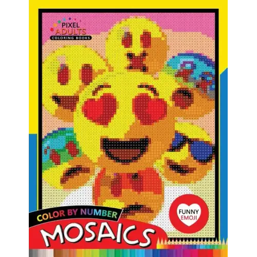 Funny Emoji Mosaic: Pixel Adults Coloring Books Color by Number