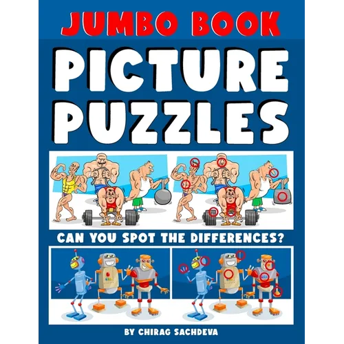 Jumbo Book of Picture Puzzles: Picture Puzzle Spot the Differences Book for Kids & Adults, 50 Beautiful Cartoon Puzzles of Artworks with Solution - FR
