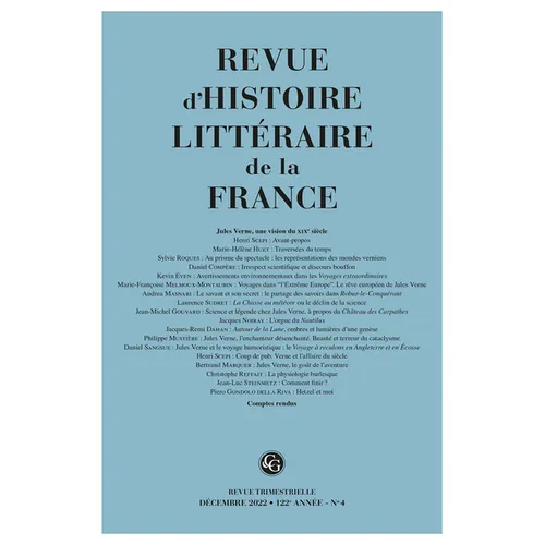 Revue d'Histoire Litteraire de la France 4-2022, 122e Annee, N4