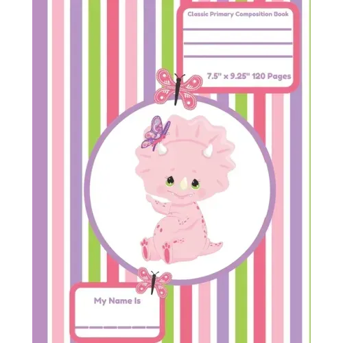 Classic Primary Composition Book: Primary Composition Notebook Dinosaur Early Creative Writing Tablet Stripe Pattern