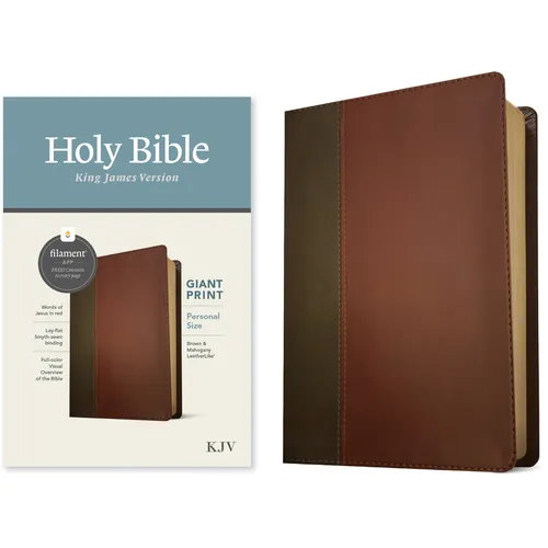 KJV Personal Size Giant Print Bible, Filament Enabled Edition (Leatherlike, Brown/Mahogany)