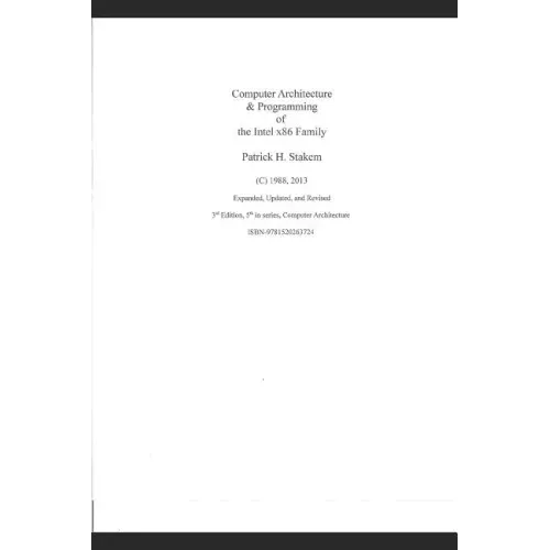 Computer Architecture & Programming of the Intel X86 Family