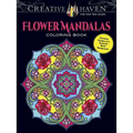Creative Haven Flower Mandalas Coloring Book: Stunning Designs on a Dramatic Black Background