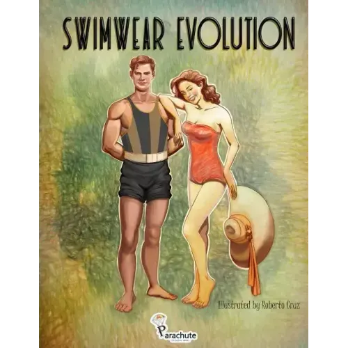 Swimwear Evolution: Beautiful stress-relief illustrations of summer, beach, vintage, '60s, 70s', 80s', 90s' fashion. Adult Coloring Book.