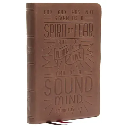 Nkjv, Personal Size Reference Bible, Verse Art Cover Collection, Genuine Leather, Brown, Red Letter, Comfort Print: Holy Bible, New King James Version