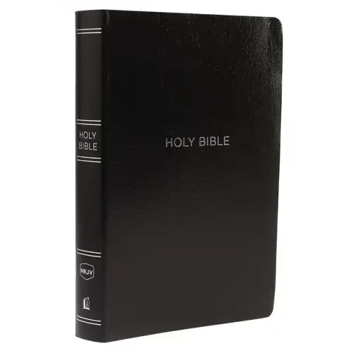 NKJV, Reference Bible, Center-Column Giant Print, Leather-Look, Black, Indexed, Red Letter Edition, Comfort Print