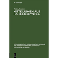 Mitteilungen Aus Handschriften, I.