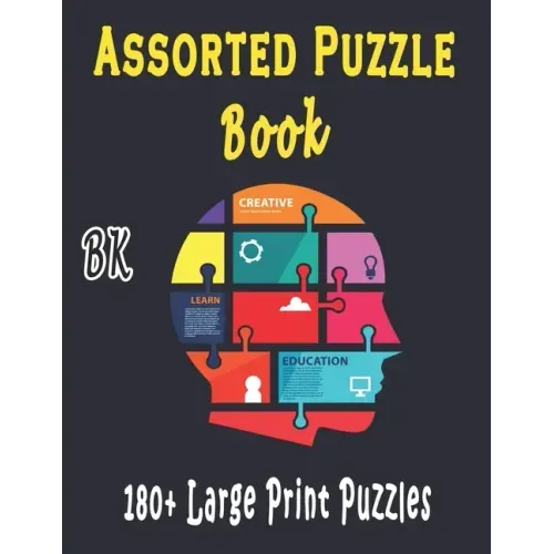 BK Assorted Puzzle Book: Puzzle Activity Book for Adults, 180+ Large Print Mixed Puzzles - Word search, Sudoku, Cryptograms, Word Scramble
