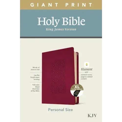 KJV Personal Size Giant Print Bible, Filament Enabled Edition (Leatherlike, Diamond Frame Cranberry, Indexed)