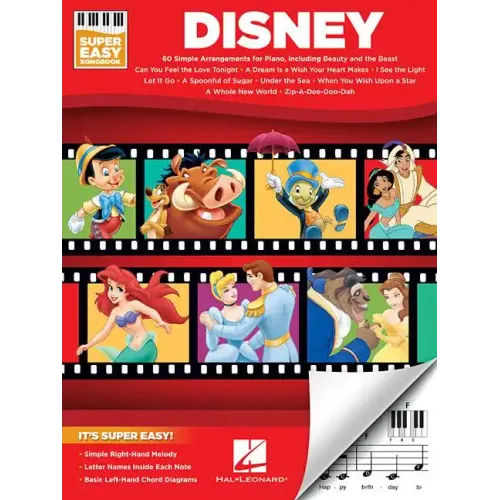 Disney - Super Easy Songbook - Disney Piano Music Book with Accessible Arrangements - Easy-To-Play P