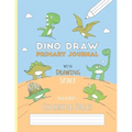 Dino Draw: Primary Journal K-2 Half Page Ruled with Dotted Middle Line and Picture Space - Grades K-2 - Cute Dino Draw Blue Paper