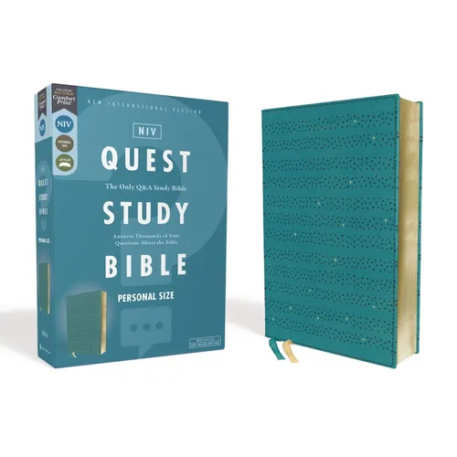Niv, Quest Study Bible, Personal Size, Leathersoft, Teal, Comfort Print: The Only Q and A Study Bible