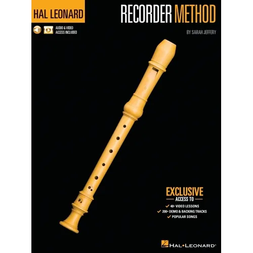 Hal Leonard Recorder Method by Sarah Jeffery - Book with 200+ Audio Demo & Backing Tracks & 40+ Video Lessons Included