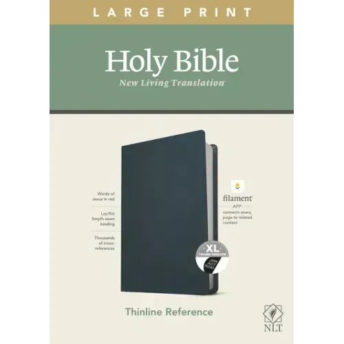 NLT Large Print Thinline Reference Bible, Filament Enabled Edition (Red Letter, Genuine Leather, Blue, Indexed)