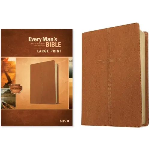 Every Man's Bible Niv, Large Print (Leatherlike, Cross Saddle Tan)
