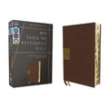 Niv, Thinline Reference Bible (Deep Study at a Portable Size), Leathersoft, Brown, Red Letter, Thumb Indexed, Comfort Print