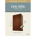 KJV Large Print Thinline Reference Bible, Filament Enabled Edition (Red Letter, Genuine Leather, Brown, Indexed)