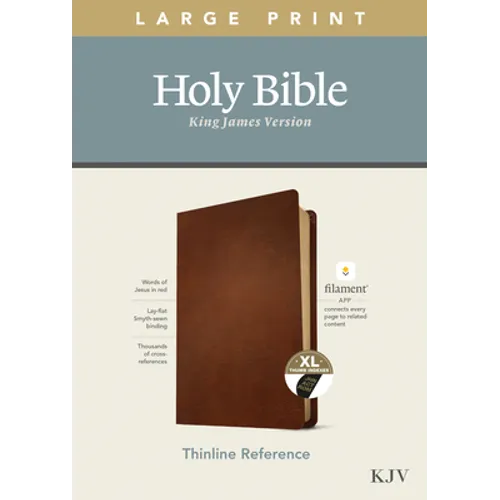KJV Large Print Thinline Reference Bible, Filament Enabled Edition (Red Letter, Genuine Leather, Brown, Indexed)
