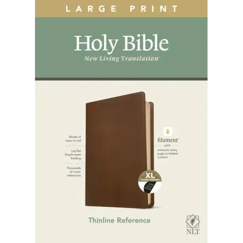 NLT Large Print Thinline Reference Bible, Filament Enabled Edition (Red Letter, Leatherlike, Rustic Brown, Indexed)