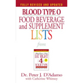 Blood Type O Food, Beverage and Supplement Lists