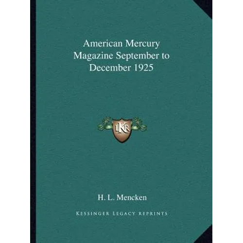 American Mercury Magazine September to December 1925