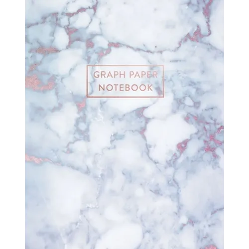 Graph Paper Notebook: Radiant Moonstone, White Grey Marble - 8 x 10 - 5 x 5 Squares per inch - 100 Quad Ruled Pages - Cute Graph Paper Compo