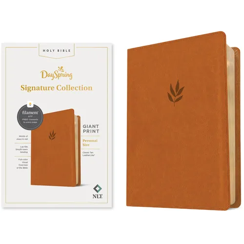 NLT Personal Size Giant Print Bible, Dayspring Signature Collection, Filament Enabled (Leatherlike, Classic Tan, Red Letter)