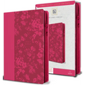 KJV Holy Bible, Large Print Handy Size, Fuchsia Premium Imitation Leather W/Ribbon Marker, Red Letter, Zipper