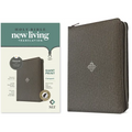 NLT Compact Giant Print Zipper Bible, Filament Enabled (Leatherlike, Woven Cross Gray, Indexed, Red Letter)